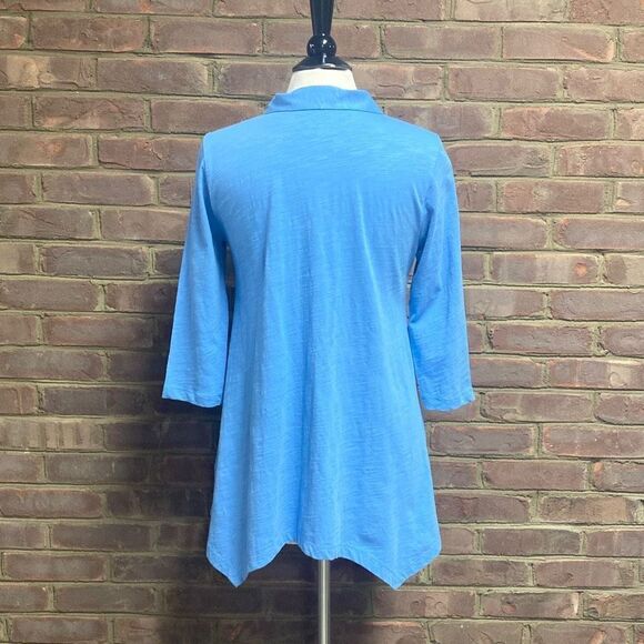 Soft Surroundings Blue Danielle Button Top Size Small - Picture 4 of 6
